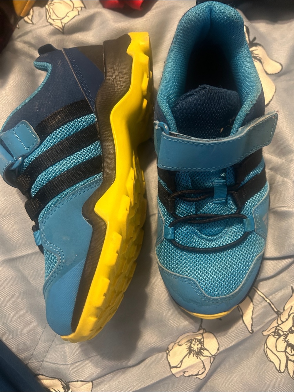 adidas Kids Blue and Yellow Velcro Sneakers